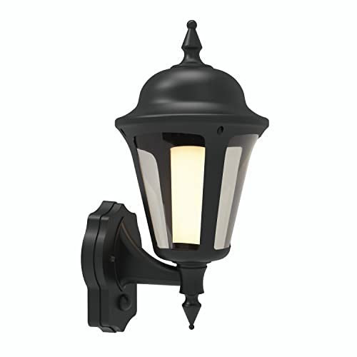4lite Outdoor Wall Lantern (Black) 550lm Warm Light IP65 Rated LED Integrated 8W Motion Sensor Exterior Wall Lamp - 4L2/3415-4Yr Guarantee