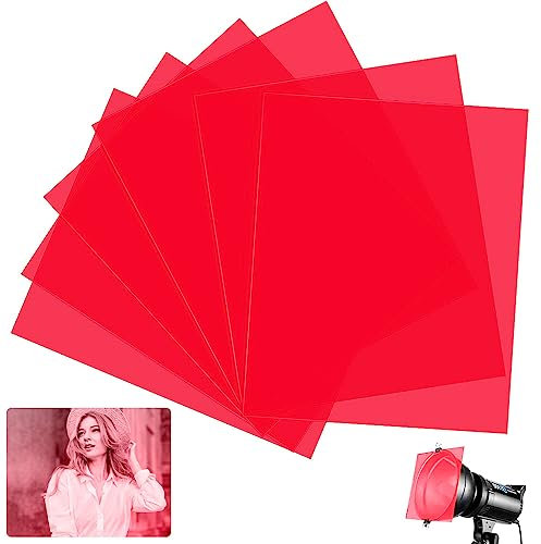 DECARETA 6 Stück Farbfolien Gel Farbfilter Filter Transparente Farbfolien 29.7 * 21cm Fotografie Rot Farbfilm Folie für Foto Studio
