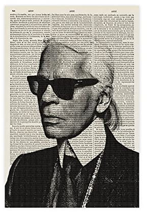 crttrs Schwarz-Weiß-Poster von Karl Lagerfeld Fashionista, Leinwandposter, Wandkunst, Dekordruck, Bild, Gemälde für Wohnzimmer, Schlafzimmer, Dekoration, ungerahmt, 30 x 45 cm