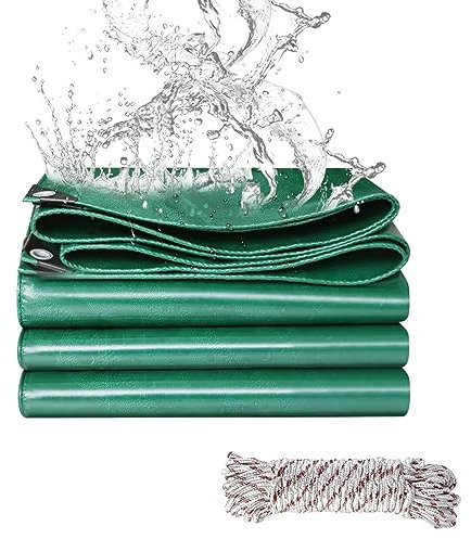 Telone in PVC 440 g/m², extra impermeabile, con occhielli rinforzati per mobili, multiuso, colore: verde (2 x 3 m)