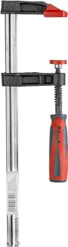 kwb Profi Schraub-Zwinge mit 2-Komponentengriff 50x250, Spann-Weite 250 mm, Spanntiefe 50 mm, Spannbacken aus Temperguss-Stahl, Schraubzwenge mit Hohlprofilschiene (Packung mit 3)
