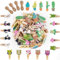 Svalor Lot de 40 mini pinces décoratives en bois de 3,5 cm avec 4 motifs pour photos, images, collages, cartes postales, cadeaux
