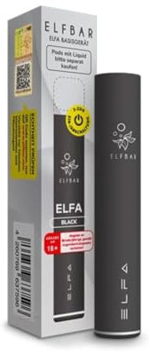 ElfBar ELFA Appareil de Pod réutilisable rechargeable via USB-C pour Pods interchangeables Différentes couleurs (Noir)