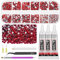 GLARKS Rhinestone Gems Kit, 2600Pcs Red Rhinestones with Gems Adhesive Flat Back Gems Crystal Rhinestones with 6Pcs Dotting Tools for Craft, Nail Art