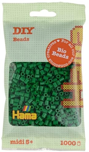 HAMA - sachet de perles à repasser bio midi | env. 1000 perles | loisirs créatifs et mosaïques pour enfants dès 5 ans | jeu créatif durable et décoration artisanale | Green