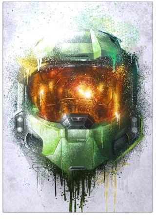 Displate Offiziell Halo Game MetallPoster Magnetische Befestigung Inklusive Lizenziert Bilder Hochwertiges Poster Helmets Master Chief's Helmet 67.5 cm x 48 cm