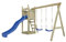 Outgarden Spielturm Klettergerüst Skinny aus KDI-Holz | Spielhaus mit Blauer Rutsche & Sitzen | mit Sandkasten & Leiter | Outdoor Stelzenhaus für Kinder und Garten | 315 x 327 x 220 cm