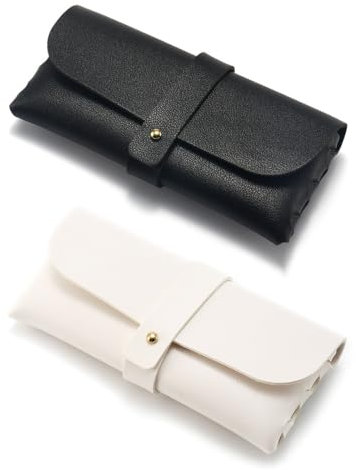 JRYXDS 2 Pezzi Custodia per Occhiali in Pelle Custodia per Occhiali Custodia per Occhiali con Fodera Morbida per Donna Uomo Bambini Occhiali Miopia Occhiali da Sole Occhiali da Lettura