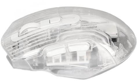 Yunseity Transparente RGB-Maus, Gaming-Maus, 2,4 G, Kabelgebunden, USB, 3 Modi, Geräuschlos, Wiederaufladbar, 7 Tasten für PC und Laptop (White)