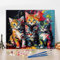 TISHIRON Abstraktes Malen nach Zahlen für Erwachsene Farbige Kätzchen DIY Malen nach Zahlen für Erwachsene Katzen Acrylmalerei nach Zahlen Ölgemälde Kunsthandwerk 16x20 Zoll