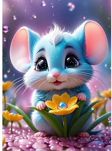 AIRDEA 5D Süße kleine Maus Diamond Painting Erwachsene, DIY Diamond Painting Bilder Erwachsene, Diamantmalerei Bastel Set Nach Zahlen Heimdekor Geschenk 30x40cm