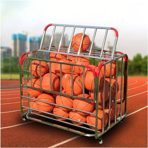 Rolling Sports Ball Storage Cart, Lockable Storage Ball Cart, Rolling Sports Ball Storage Cart for School Gym Equipment, Heavy Duty Indoor Outdoor Ball Locker Cage