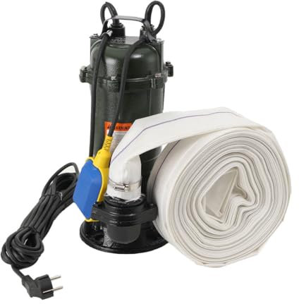 CDZHLTG 1100W Elektrische Tauchpumpe mit Schwimmerschalter, 2 STORZ C KUPPLUNG und 20m Schlauch Wasserpumpe Schmutzwasserpumpe Pumpe Fäkalienpumpe