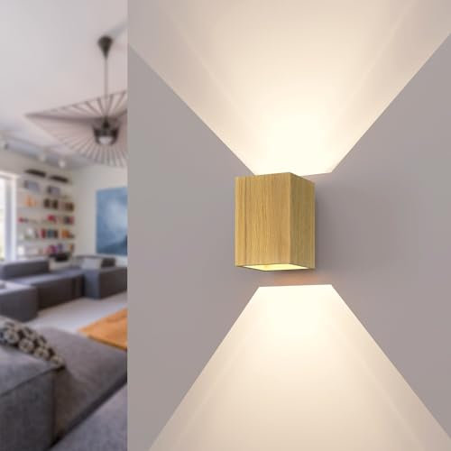 LED Wood Wandleuchte Innen Holz - Handgefertigte Wandlampe aus Eichenholz - Wandbeleuchtung G9 max. 12 W - Wandstrahler für Wohnzimmer, Badezimmer, Schlafzimmer und Treppenhaus, Glühbirne nicht inkl.