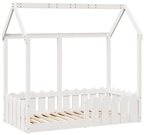 vidaXL Kinderbett Hausbett Weiß 70x140 cm Massivholz Kiefer