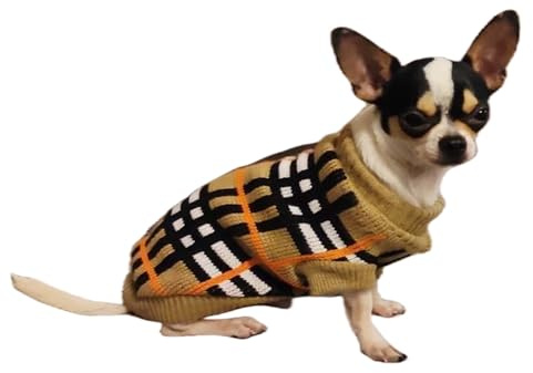 Small Dog and Cat Jumper, Stylish Chihuahua Clothes, Knitted Puppy Pullover Vest Sweaterfor Autumn and Winter, Soft Turtleneck Pet Apparel for Kitten, Chihuahuas, Yorkshire Terrier‌, XL