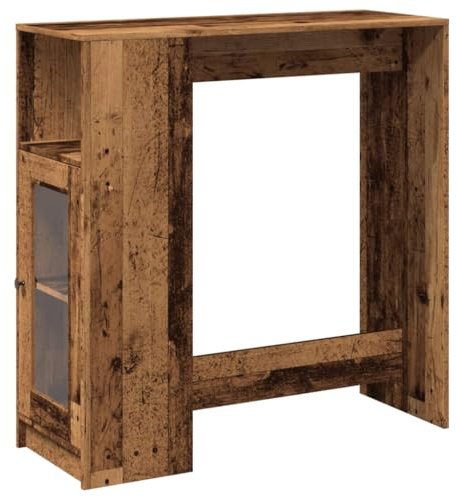 vidaXL Bartisch, Stehtisch mit Regal, Tresentisch für Küche Wohnzimmer Esszimmer, Küchentisch Loungetisch Bistrotisch, Altholz-Optik Holzwerkstoff