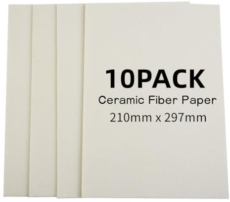 10Pcs Ceramic Fiber Paper, A4 3mm High Temperature Ceramic Fiber Rectangle Paper Insulation Gasket Paper, Exhaust Pipe Oven Chimney Glass Gasket Sealing Material for Stove Furnace Fireplace