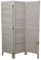 Home Source Room Divider Folding Screen, 3-Panel Rustic Paulownia Wood, Distressed Grey
