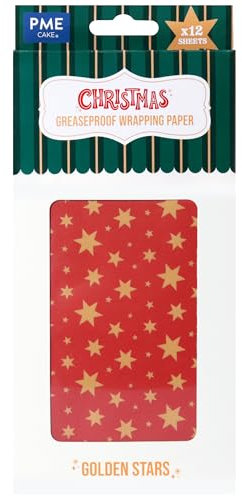 PME 12 Bögen Backpapier für Weihnachtsleckereien & Geschenke - Goldene Sterne