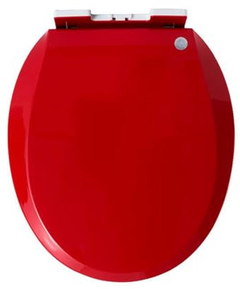 Giural Abattant WC avec Frein De Chute, Abattant Toilette Coloré Lunette WC Forme O Cuvette WC Lunette Toilettes WC PP Matériel O Forme,Rouge