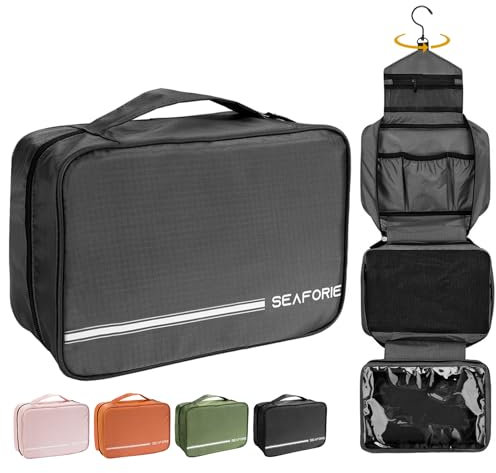 Seaforie Trousse de Toilette à Suspendre pour Homme Femme, Grande Sac de Toilette Accessoires de Voyage Étanche