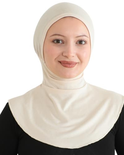 Prien Praktisch Hijab Für Damen, Sport Muslim Kopftuch, Flexible Schal, Chic Muslimische Kleid für Gym, Kopftücher Viskose Tuch (Beige)