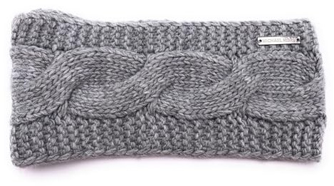 Michael Kors Stirnband I Damen I Winter I One Size I Weiche Acrylwolle I Michael Kors Logo I Zopfmuster I Grau I Hatband 6875