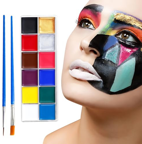 NOPKESV 12 Colores Set Pintacaras Niños Hipoalergénica Pintura Facial para Halloween Carnaval Disfraz Cosplay