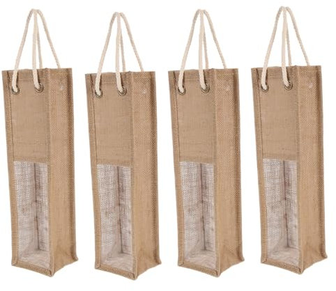 Cabilock 4piezas Bolsa De De Arpillera De Portátil y Reutilizable para De y Embalaje De Botellas
