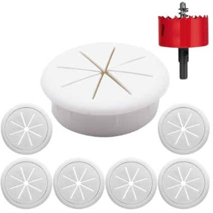 BaotyJie TV-Kabelversteck, TV-Concealer, Konferenztisch, Kabelführung, 2–38 Zoll, 60 mm Loch, Gewindeloch, Kabelmanagement-Set, Tüllen-Set, Weiß