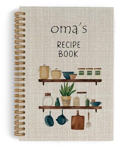 QLMX Oma Notizbuch Geschenke, Spiralnotizbuch, Rezept liniert Tagebuch Notizbuch, Deutschland Rezeptbuch zum Schreiben in eigenen Rezepten, Oma Notizbücher für Küche, Muttertags-Kochgeschenke, 14 x 21