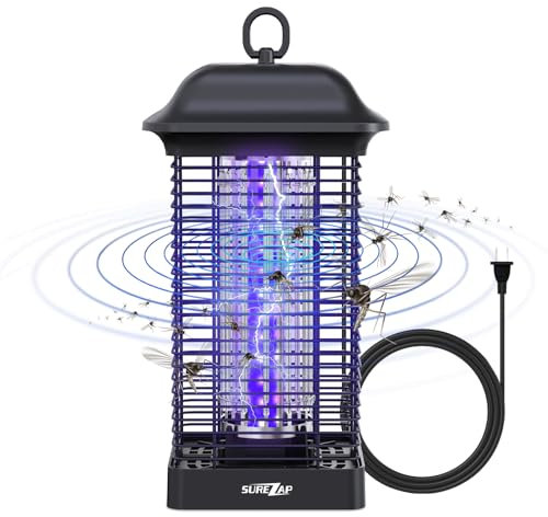 Lampada Antizanzare - Alta Efficienza 4000V 15W UV Lampada Antizanzare Elettrica, Silenziosa, Sicura ed Ecologica, IPX4 Impermeabile, per Interni ed Esterni, Copertura fino a 100 m²