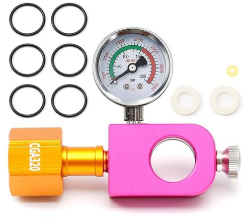 Rtauhife CO2 Nachfülladapter für Soda, Fülladapter mit Manometer und Ablassventil, Duo Terra Art Soda CGA320 Co2 Tank