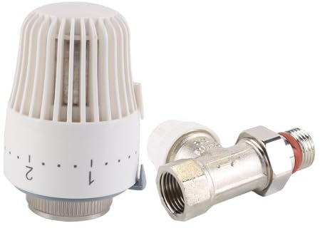 Gorise Tête de vanne thermostatique, kit de thermostat complet, vannes de chauffage en laiton en forme de canal, vanne de radiateur blanche canal 1/2