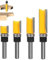 XWHLXY 4Pcs Pattern Flush Trim Router Bits, 1/4 Shank, Top Bearing Flush Trim Bits Set, Cutting Length 1/2-1-1/2, Woodworking Template Guide Milling Cutter