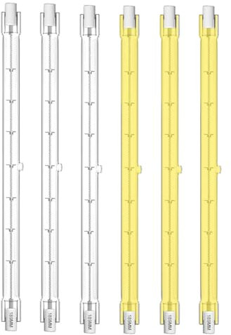 KINGYEENUO Packung von 6 1000W R7s 189mm Halogenbirne, R7S Linear Halogen Floodlight Warm Weiß 2700K 12000lm 230V J189 Doppel-Ended Sicherheit Glühbirne 189mm Länge, Dimmbar