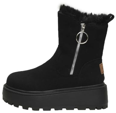 Stivali da Neve Invernali alla Moda, Stivaletti in Pelle Scamosciata con Suola Antiscivolo, Comodi e Caldi Scarpe