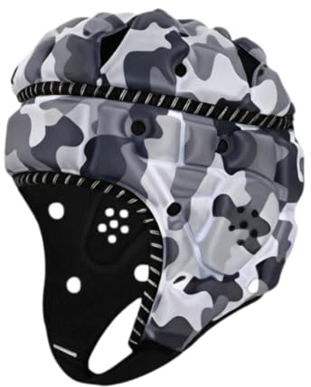 Jiuvaso Casco da Rugby, Berretto Sportivo con Imbottitura Morbida, Attrezzatura da mischia, Casco da Football, Protezione per la Testa da Rugby per Flag, Nero Bianco