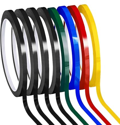 Tharvolex Whiteboard Grid Tape – 8pcs, 3mm Colored Self-Adhesive Tapes for Charts & Office Marking, Black Masking Tape