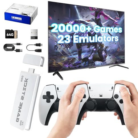 KANYUNCD 2026 Upgraded Retro Gaming Console,Video Games Console with 4K HDMI Output,20000+ Video Games with Dual 2.4G Wireless Controllers,23 Game Emulators,Plug & Play TV Game Stick