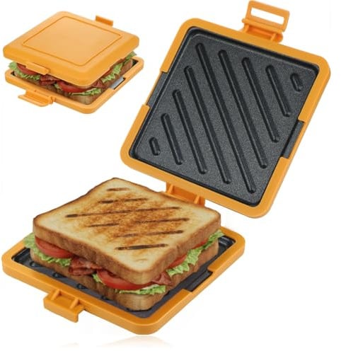 SPARES2GO Tostadora para microondas, parrilla para sándwiches, apta para microondas, antiadherente, apta para lavavajillas