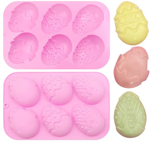 2 Pcs Easter Egg Mould, Easter Egg Moulds Silicone, Easters Eggs Chocolate Mould for Reusable Tools Chocolate Decorating Moulds DIY Accessories Easters Eggs Party Supplies