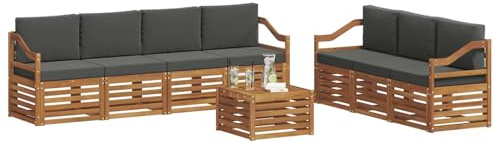 vidaXL Sofagarnituren 8 pcs Natur und Anthrazit Massivholz Akazie, Moderne Garten-Sofa-Ecke, Bequeme Sitzgruppe für Terrasse, langlebig und stylisch
