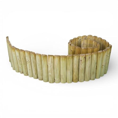 Beeteinfassung Holz 250 cm Länge 30 cm Höhe – Rollborder KDI imprägniert – Rasenkante, Rollzaun & Beetbegrenzung aus Sauerländer Holz – wetterfest für Garten, Rasen, Wege & Hochbeete