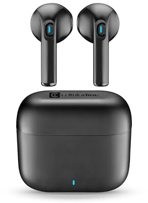 cellularline auricolari true wireless Wavy In-Ear dotati di una custodia di ricarica, la connessione automatica, i controlli touch e fino a 16 ore di autonomia totale, nero