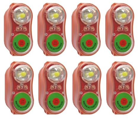 Generico Luci Giubbotto Salvataggio a LED con Attivazione ad Acqua - Set da 8 Pezzi - Rosse e Verdi per Emergenza in Mare per Sopravvivenza in Acqua di Emergenza