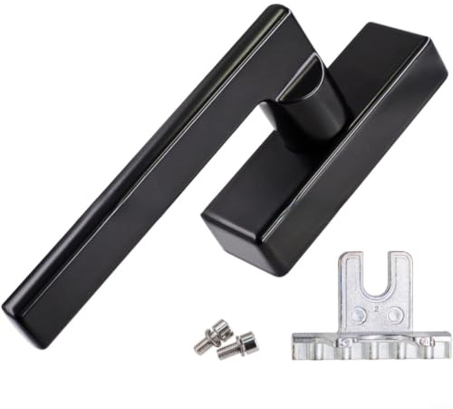 Alanmoship Maniglie per finestre in alluminio con serratura, per finestra scorrevole, inclinabile, design con apertura inversa, maniglie di ricambio per finestre in linea (nero)