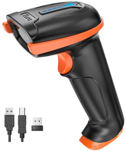 Tera 1D 2D QR Barcode Scanner Wireless and Wired with Battery Level Indicator Digital Printed Bar Code Reader Cordless Handheld Barcode Scanner Compact Plug and Play Model D5100