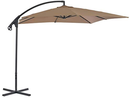 Festnight Parasol Excéntrico con Ventilación y el Sistema de Manivela, Apto como Parasol para Jardín o Sombrilla, 250 x 250 x 260 cm Gris Topo